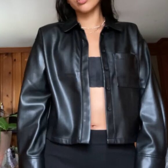 NWT LOFT Faux Leather Shirt Jacket - Picture 5 of 6